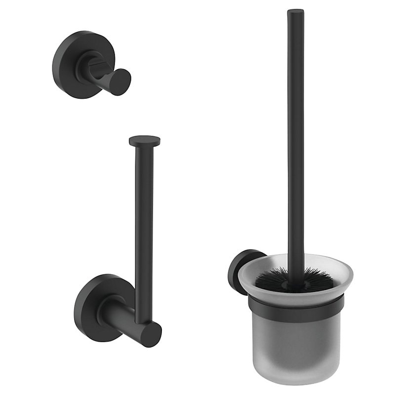 Ideal Standard IOM tilbehørssæt med krog silk black/frostet