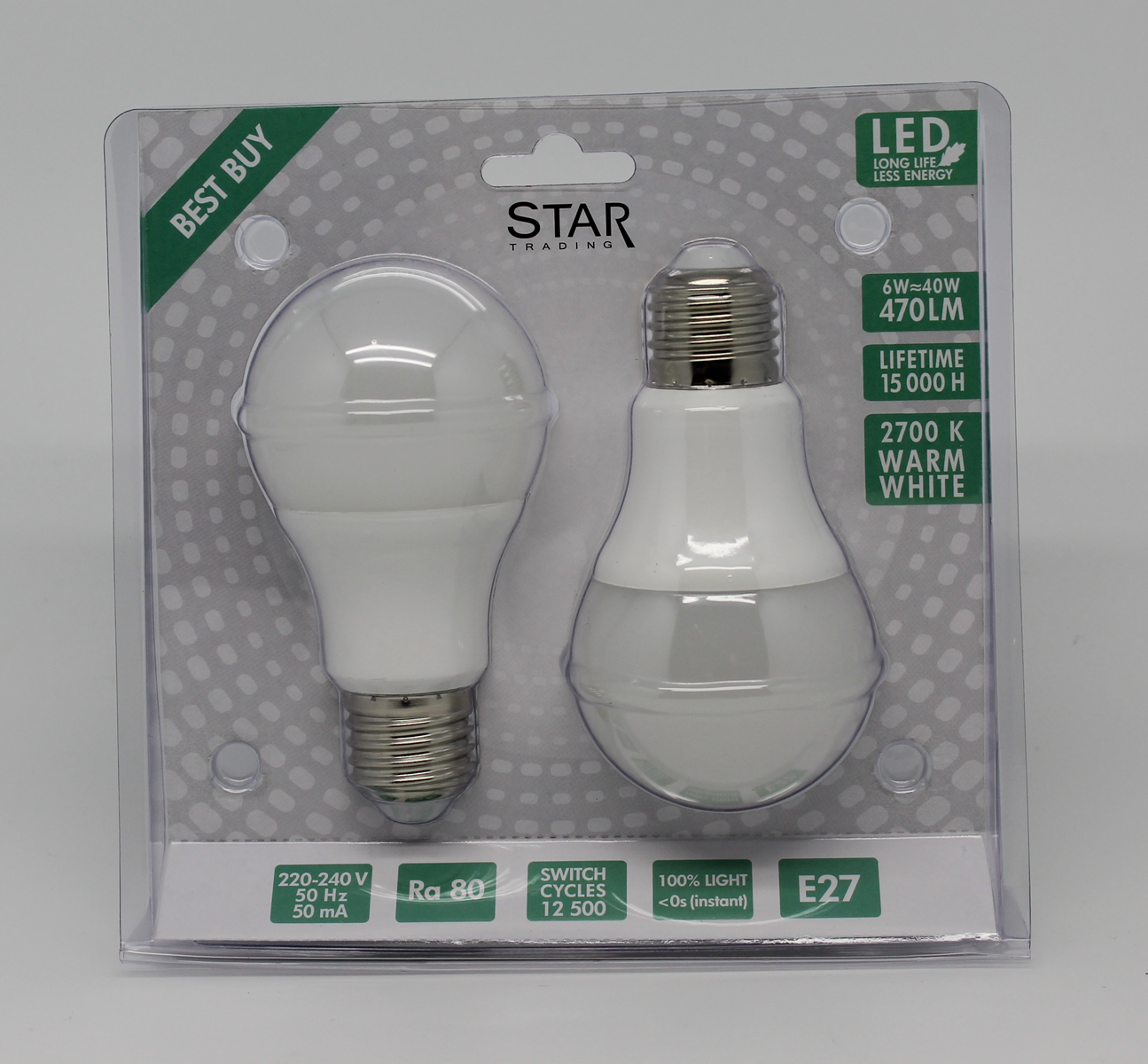 LED-pære 2-pak 6W E27