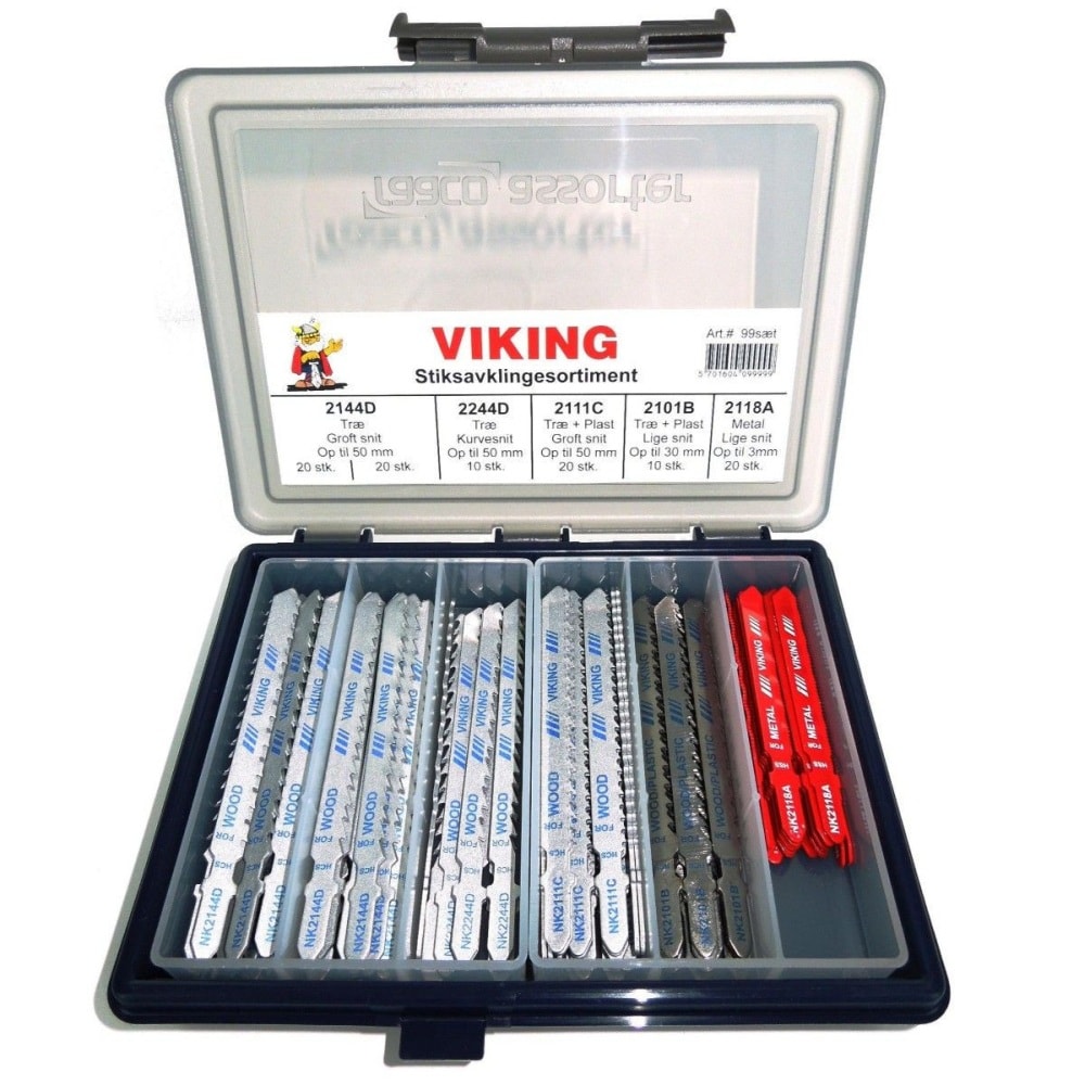 Viking NK-99 el-stiksavblade til træ/metal/plastik Raacoæske med 100 stk.