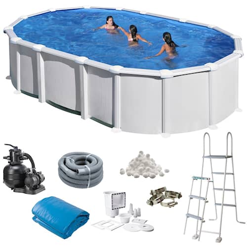 Swim & Fun Basic pool oval 730 x 375 x 132 cm i hvid 28.217 liter