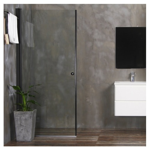Bathlife Mångsidig Rak Sort brusedør 100 cm i klart glas