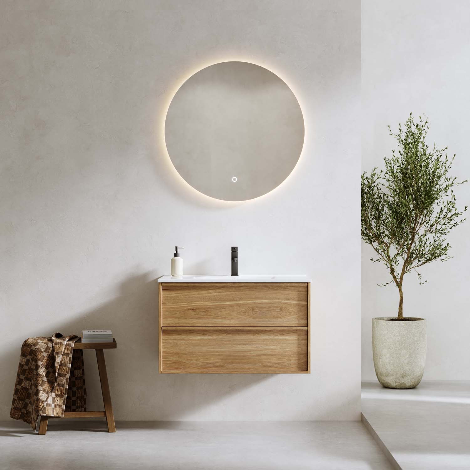 Bathlife Charm 1000 badmøbel i eg med vask