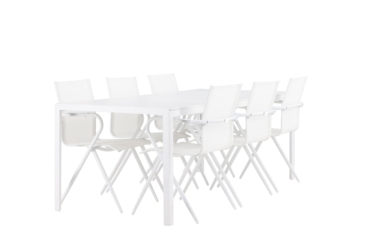 Venture Design Break & Alina møbelsæt med bord i hvid og 6 stole i hvid