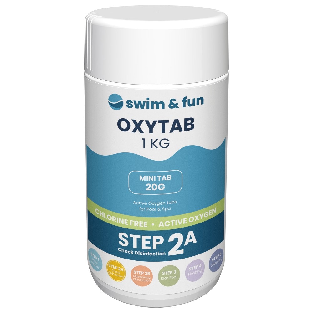 Swim & Fun OxyTabs 20 g aktiv ilt til klorfri desinficering af pool og spa 1 kg