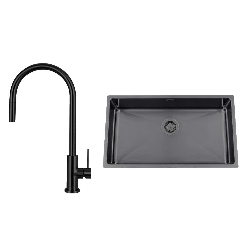 Nordic Tech Titan 730 X køkkenvask sort med PS Accent Shadow armatur