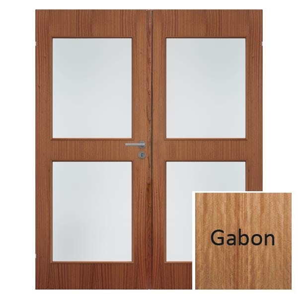 Swedoor Easy Nature G03+G03 40 mm gabon dør m. glas 72,5+72,5x204 cm (15x21)