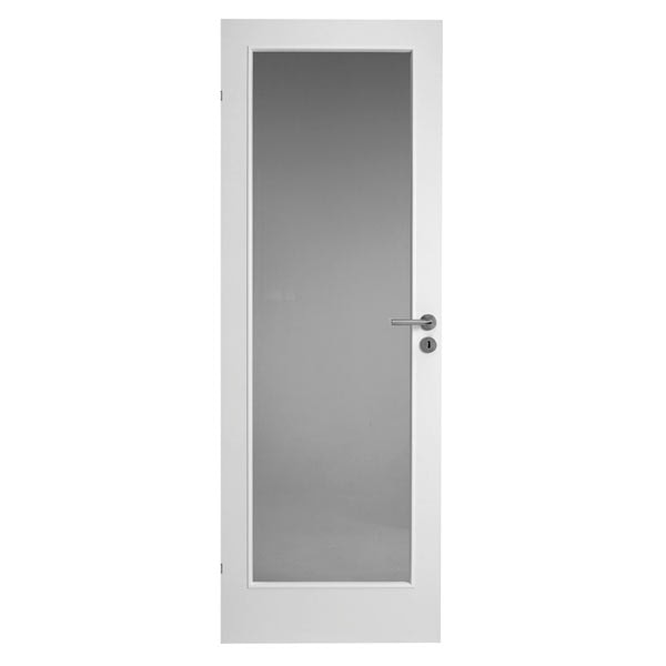 Dør, Swedoor Easy GW1 40 mm HVID glat dør m/ klart glas - 62,5x200 cm (7x20,5)