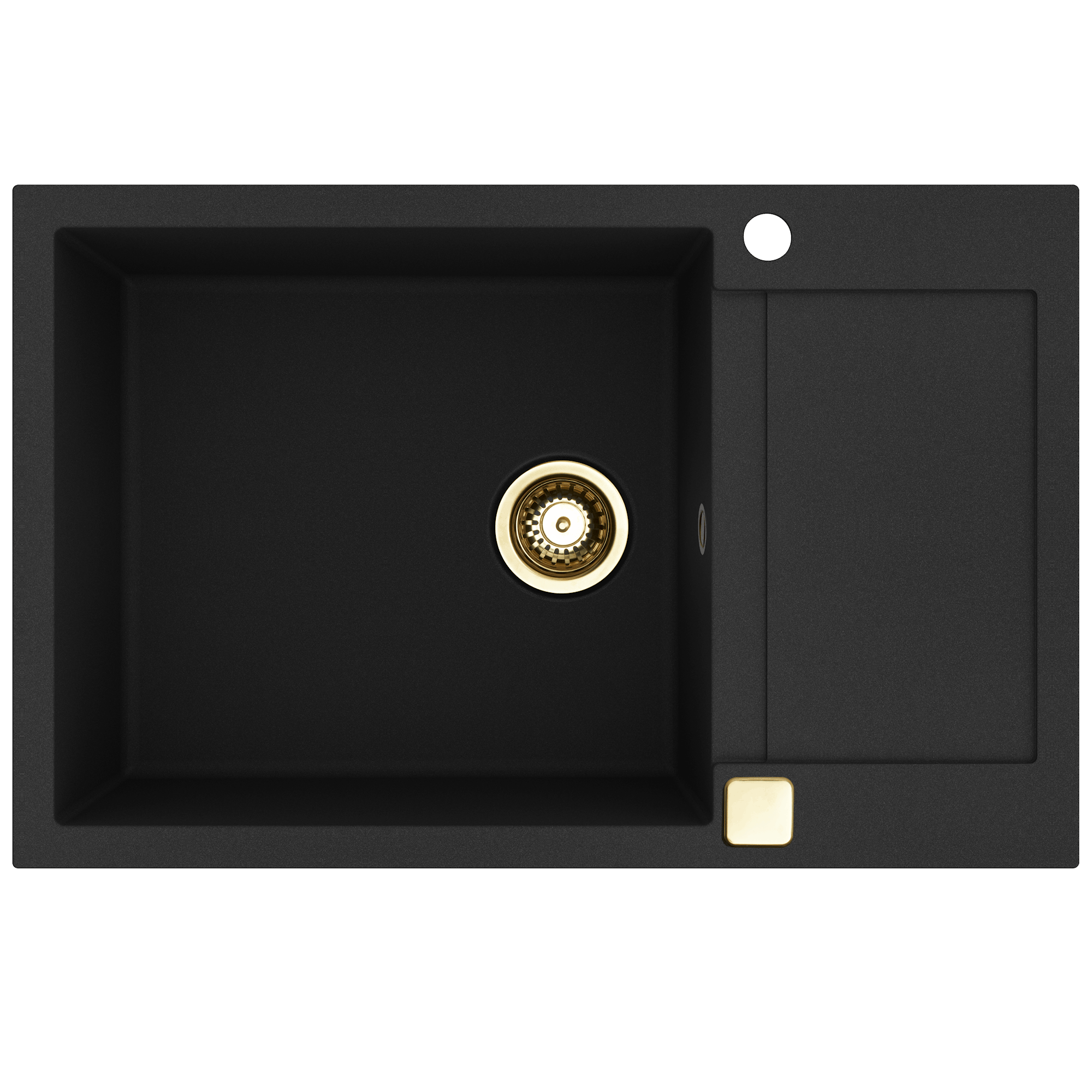 Lavabo Saturn 860 køkkenvask i sort komposit med bakke og afløb i krom