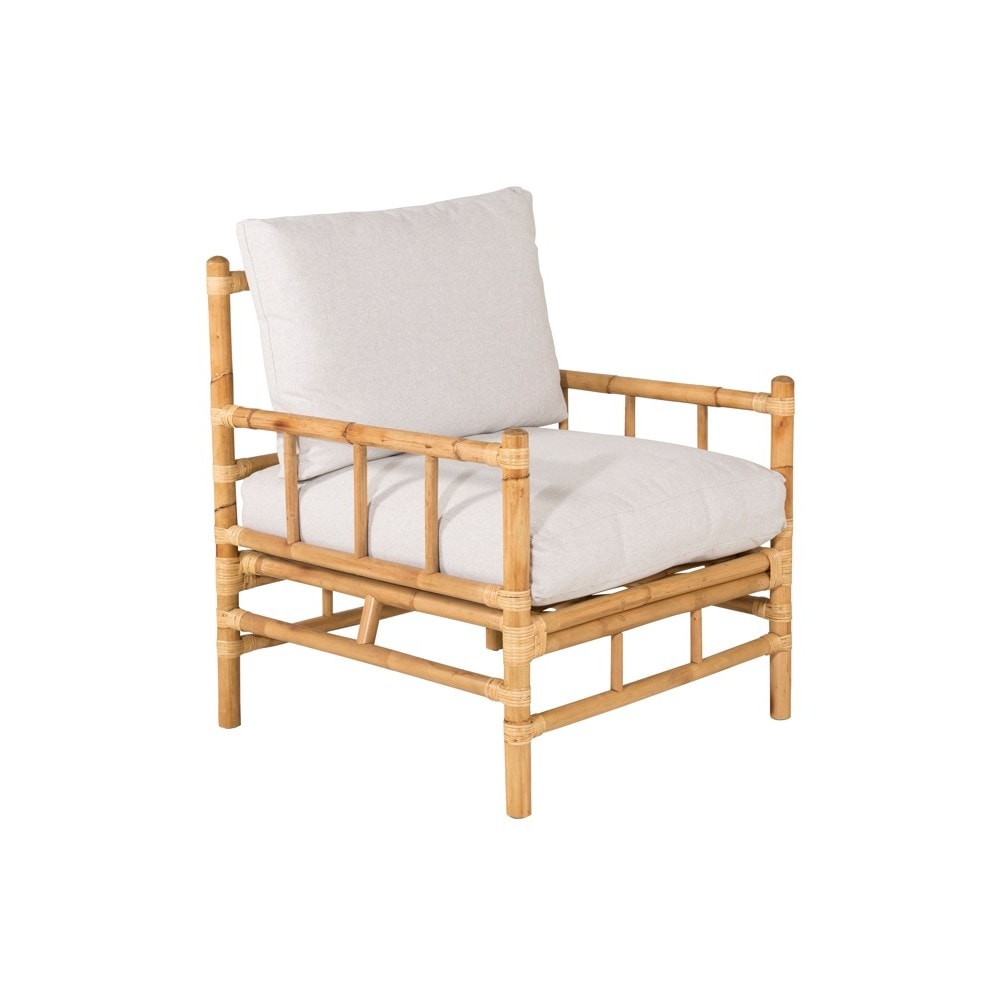 Venture Design Cane lænestol i bambus med grå hynde