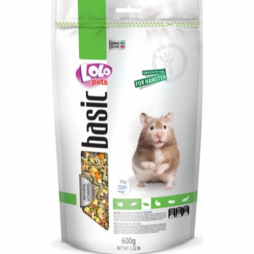 Lolo Pets Basic hamsterfoder, genluk 600 gram