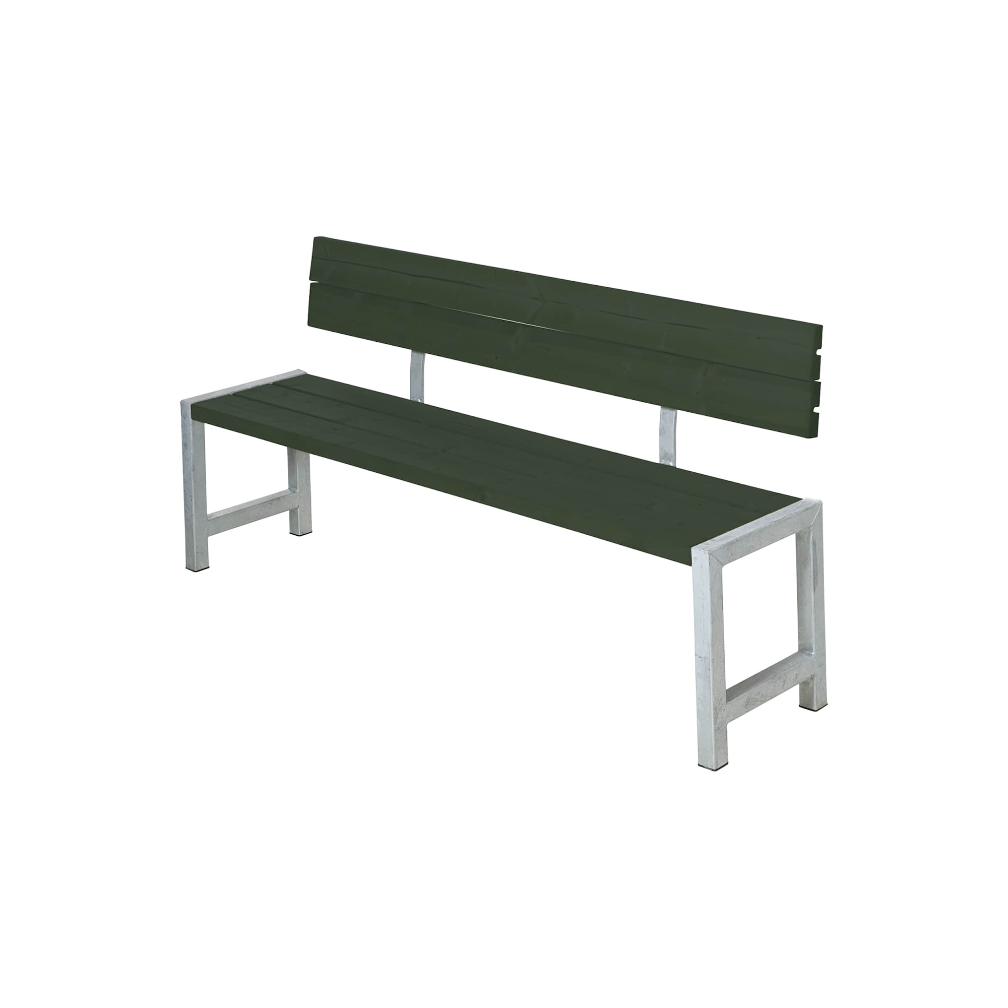 Plus plankebænk grundmalet grøn med ryglæn 176 x 38 x 81/45 cm