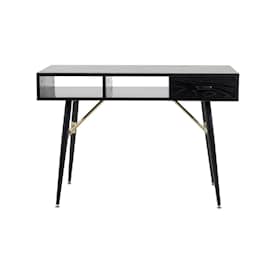 Venture Design Gold skrivebord i sort finér med messingdetaljer 110 x 60 cm