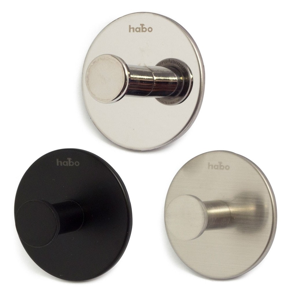 Habo Gentle Håndklædekrog Enkelt Selvklæbende Sort Rund