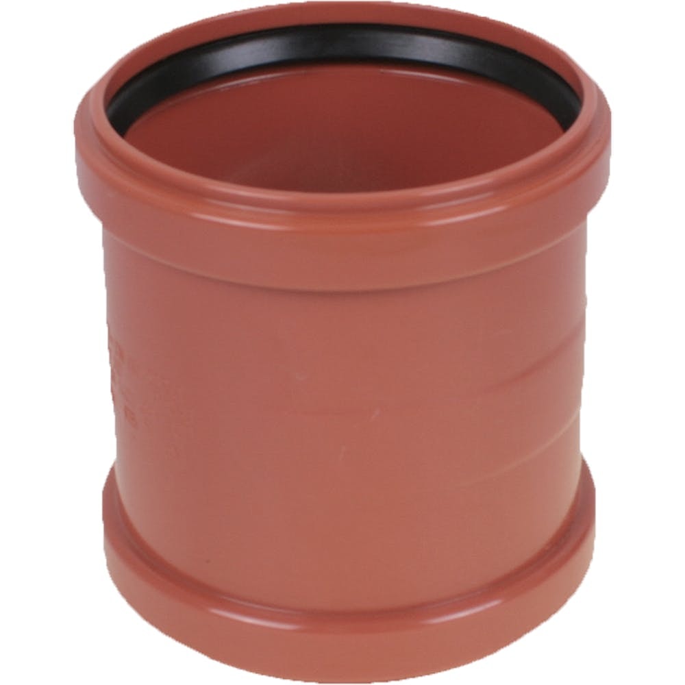 110 mm PVC kloak skydemuffe med fast gummiring