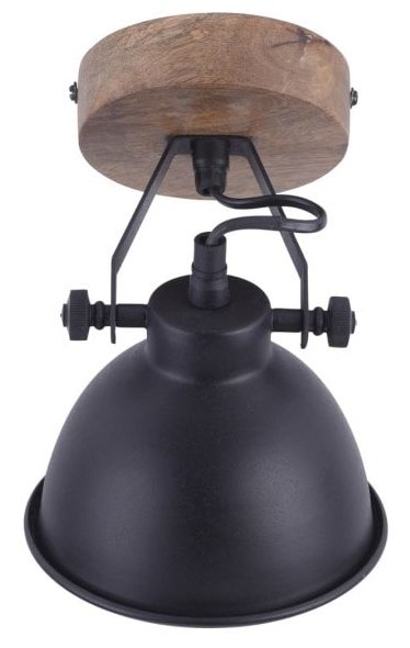 LeuchtenDirekt Samia vægspot mat sort alu/mørkt træ E14