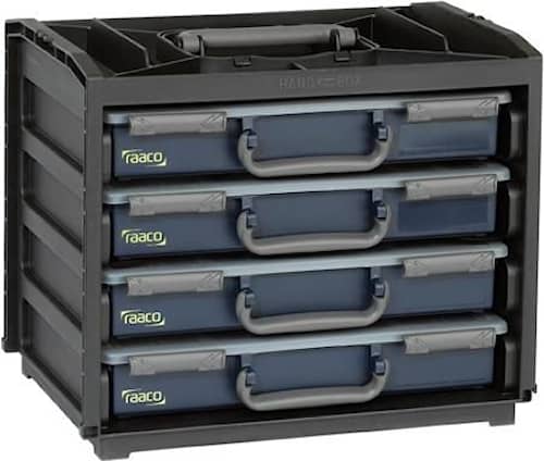 Raaco HandyBox 55x4 bærbar boks med 4 Assorter sortimentæsker