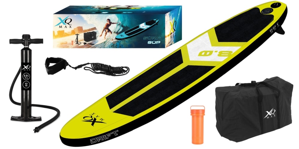 XQMax SURF SUP board oppustelig stand up paddle board lime 245 x 57 x 10 cm