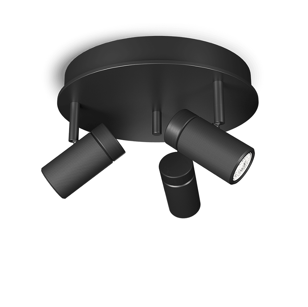 Herstal Holder 3 loftspot/loftrondel sort GU10 dæmpbar H21,5 cm