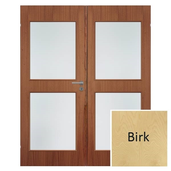 Swedoor Easy Nature G03+G03 40 mm birk dør m. glas 62,5+62,5x194 cm (13x20)