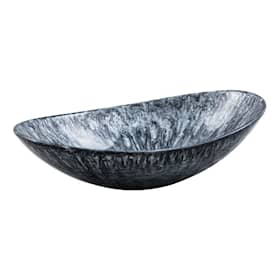 GemLook GL433 håndlavet oval håndvask i mørkegrå og silver resin 52 x 35 cm