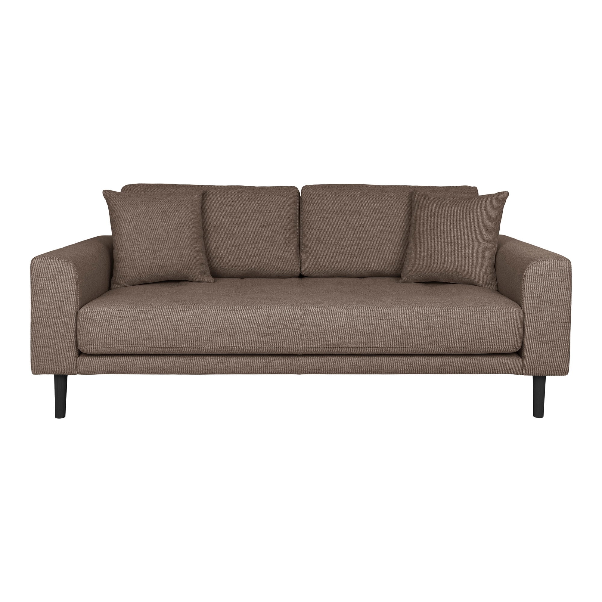 House Nordic Lido 2,5 personers sofa, brun med 2 puder og sorte træben HN1055