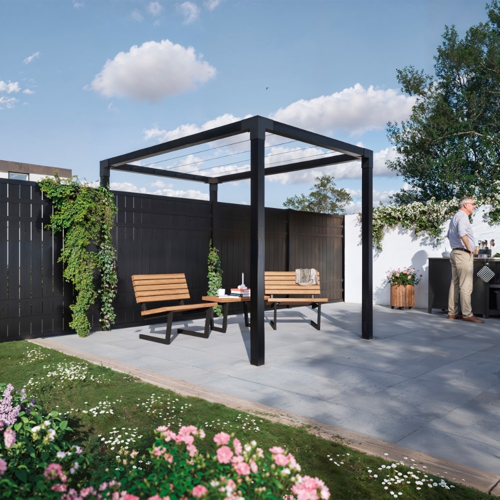 Plus Daylife pergola model 6 i grundmalet sort