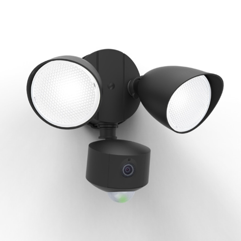 Lutec Draco LED væglampe i mat sort/klar med sikkerhedskamera og sensor 19W IP44