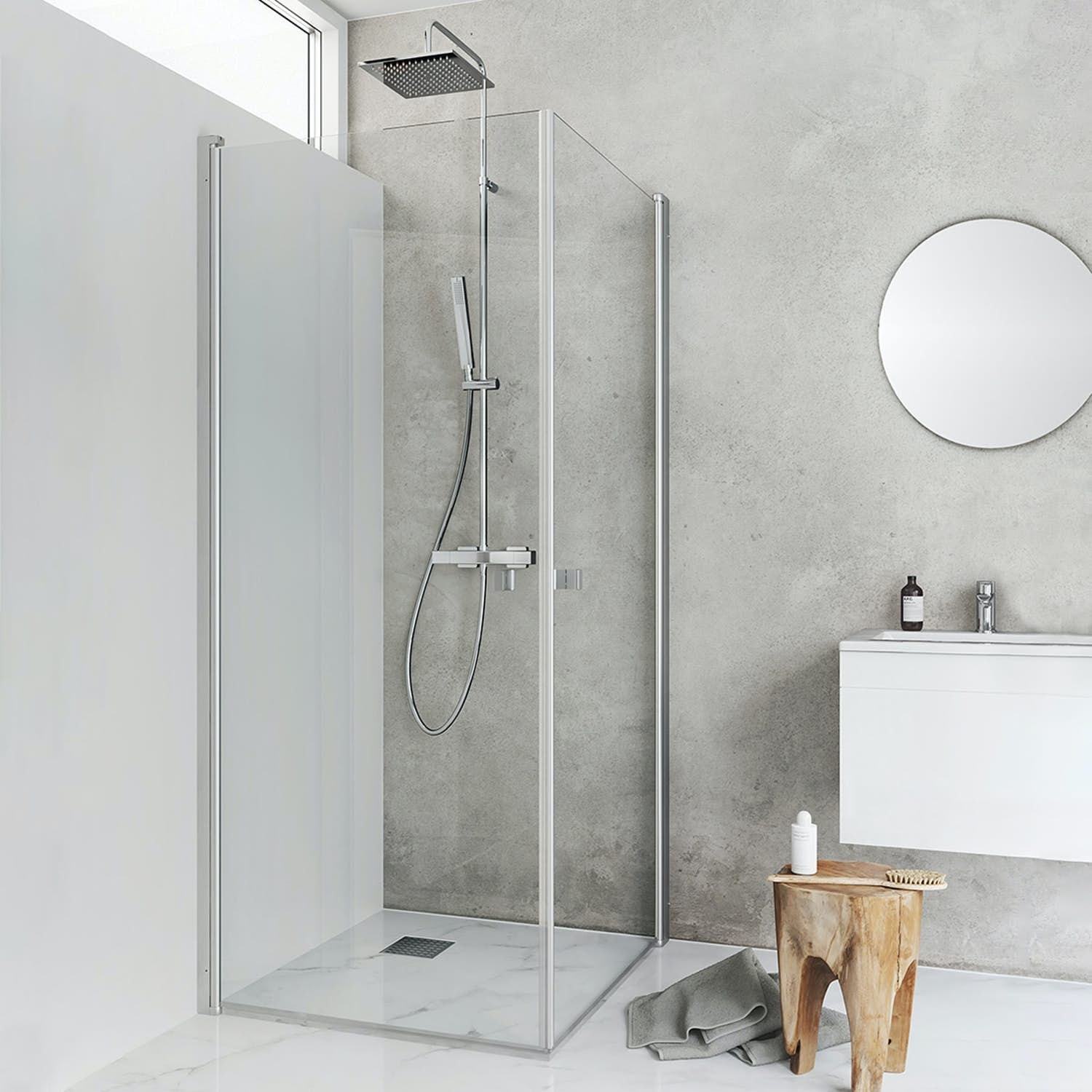 Hafa Igloo Pro Corner brusehjørne dobbelt i klart glas 100 x 100 x 200 cm