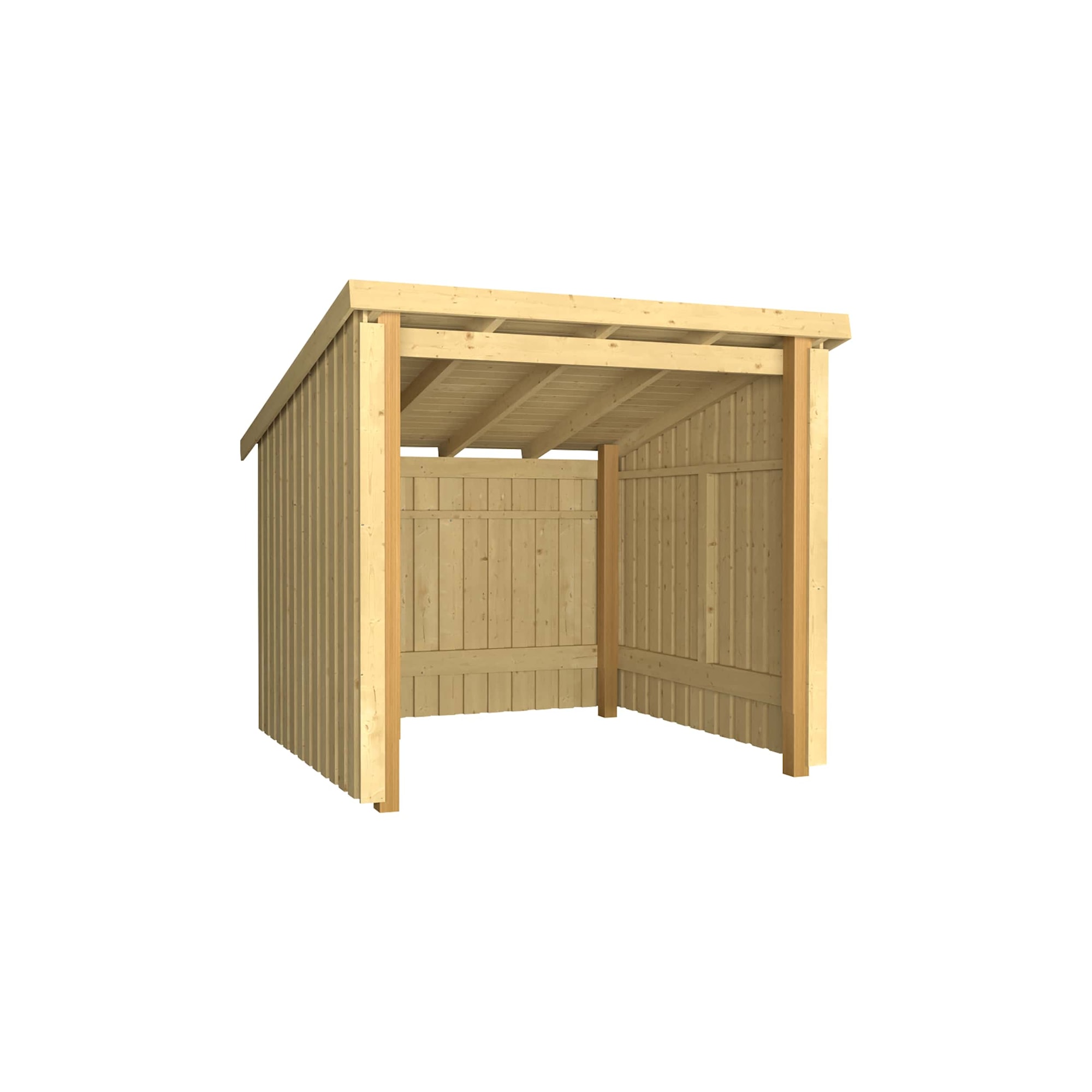 Plus Nordic cykelskur i ubehandlet træ åben