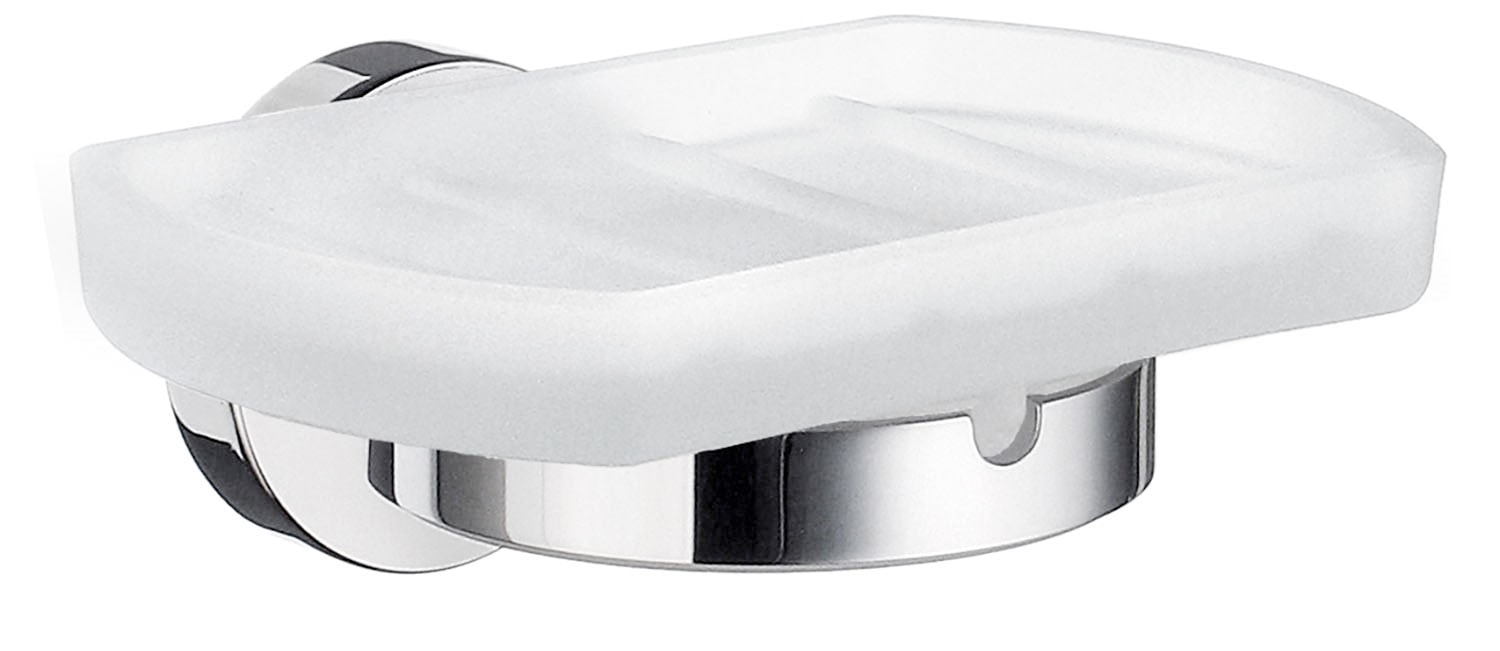 Smedbo Home sæbeskål i poleret krom/materet glas, vægmonteret