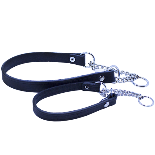 Læderhalsbånd Halvkvæl 12 mm Sort