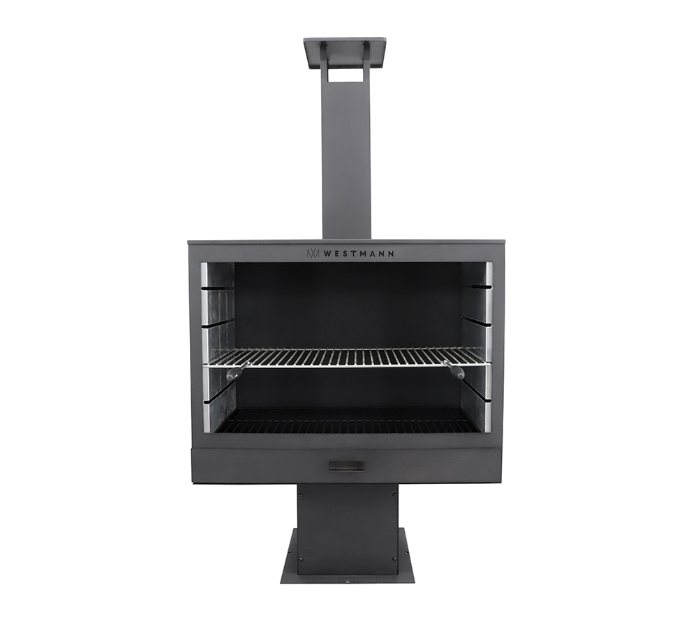 Westmann havepejs/bålsted med grill sort 50 x 90 x 160 cm