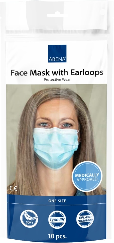 Abena Excellent 3-lags engangsmundbind med øreelastikker type IIR 10 stk.