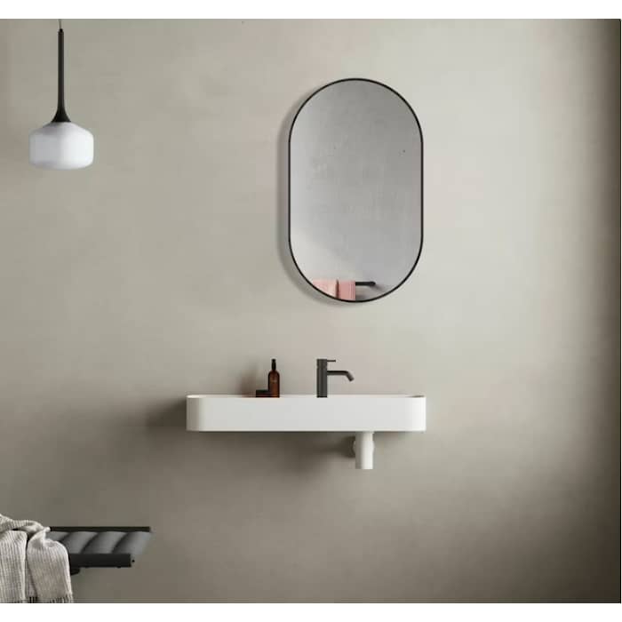 Bathlife Noja spejl oval med sort ramme 600 x 1000 mm