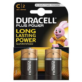 Duracell plus power batterier C / LR14.Pakke med 2 stk.