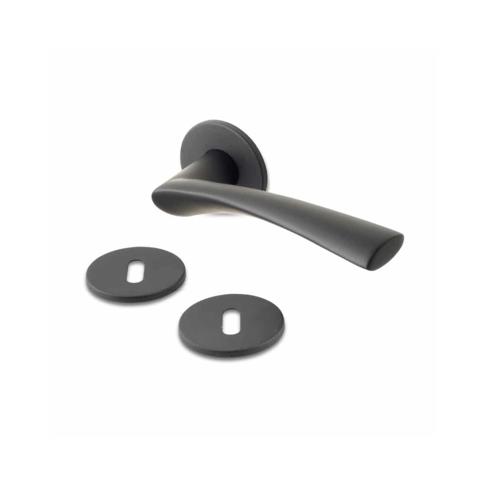 Jasa Saturn dørgreb i sortlakeret stål inkl. nøgleskilt