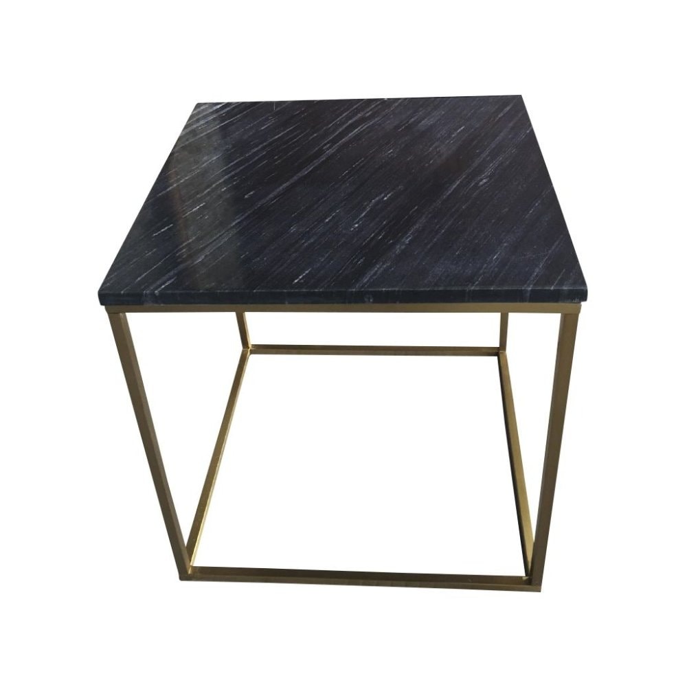 Venture Design Estelle sidebord i sort og hvid marmor 50 x 50 cm