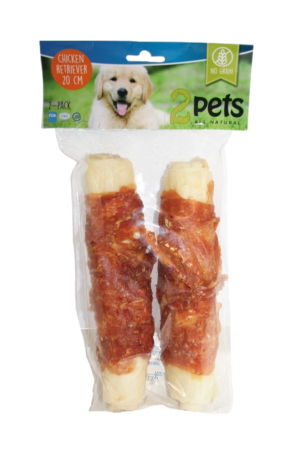 2Pets Retrievertyggeben m/kylling 20 cm 2-pak ca. 260-280 g