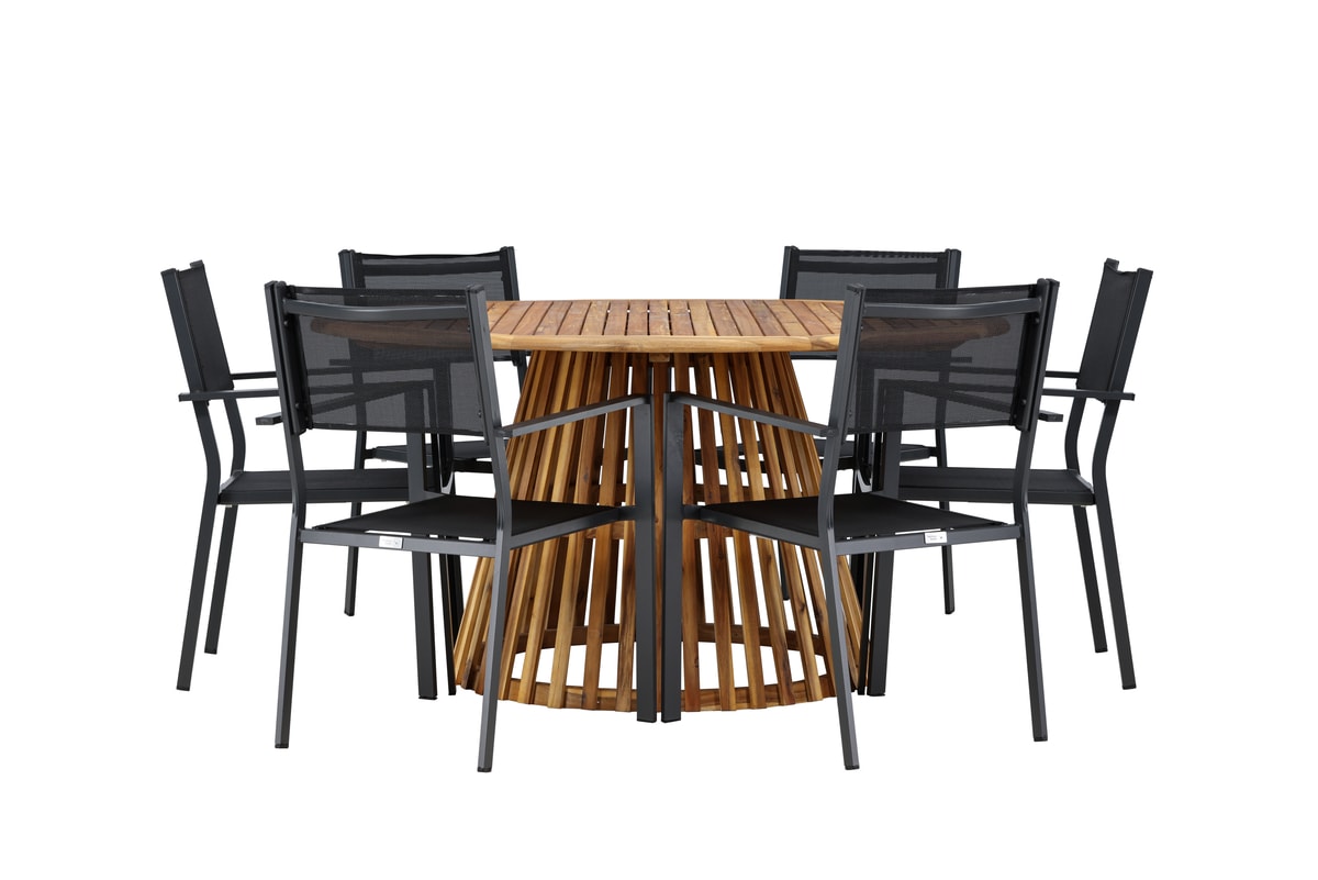 Venture Design Tucumán & Copacabana møbelsæt med bord og 6 stabelstole