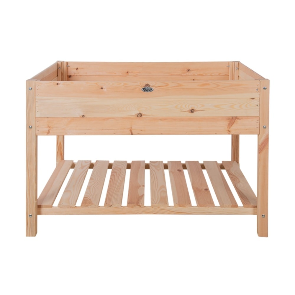 Esschert Design højbed NG107 bejdset gran med plantedug og hylde 79x118x78 cm
