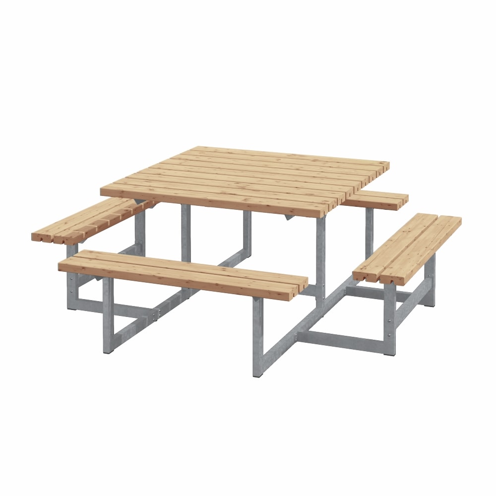 Plus Picnic bord/bænkesæt i ThermoWood med 4 ryglæn 224 x 224 x 76/45