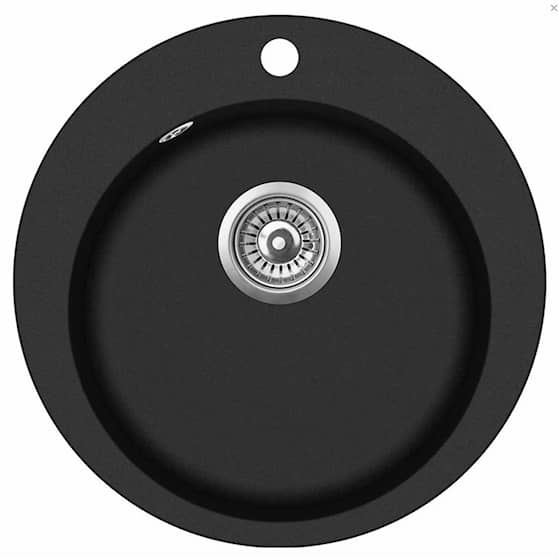 Lavabo Saturn køkkenvask rund i sort komposit med afløb Ø505 x 290 mm