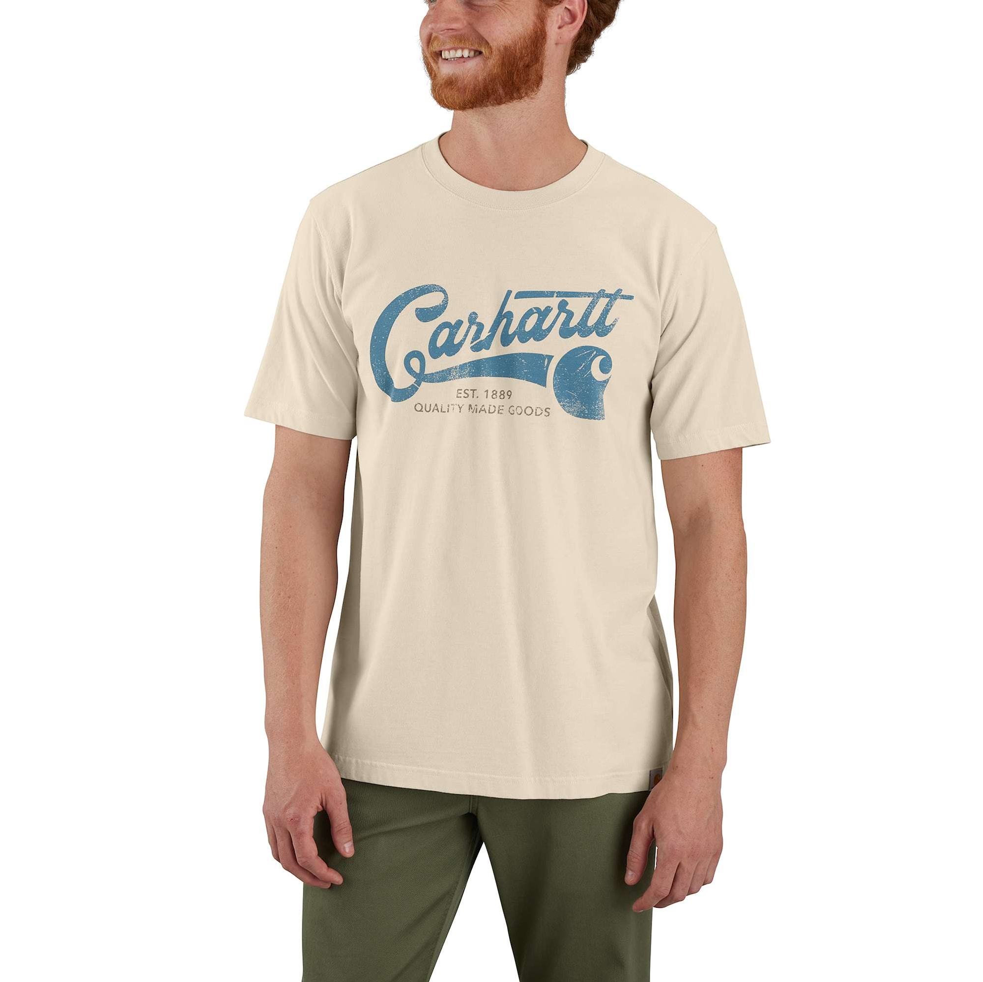 Carhartt Kortærmet skriftgrafik T-shirt, Herre, Oat milk, XXL