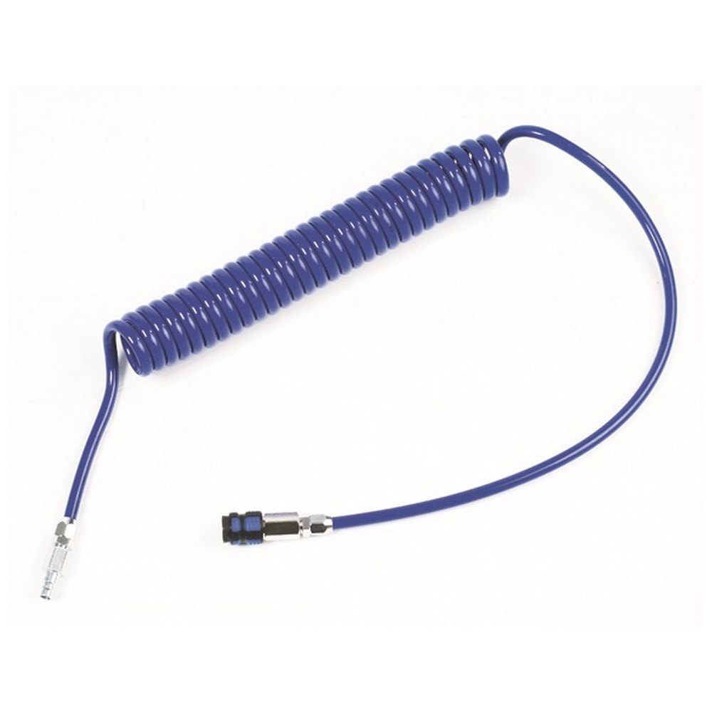 Flowconcept PU spiralslange blå med kobling og nippel 6,5/10 mm x 7,5/6 m