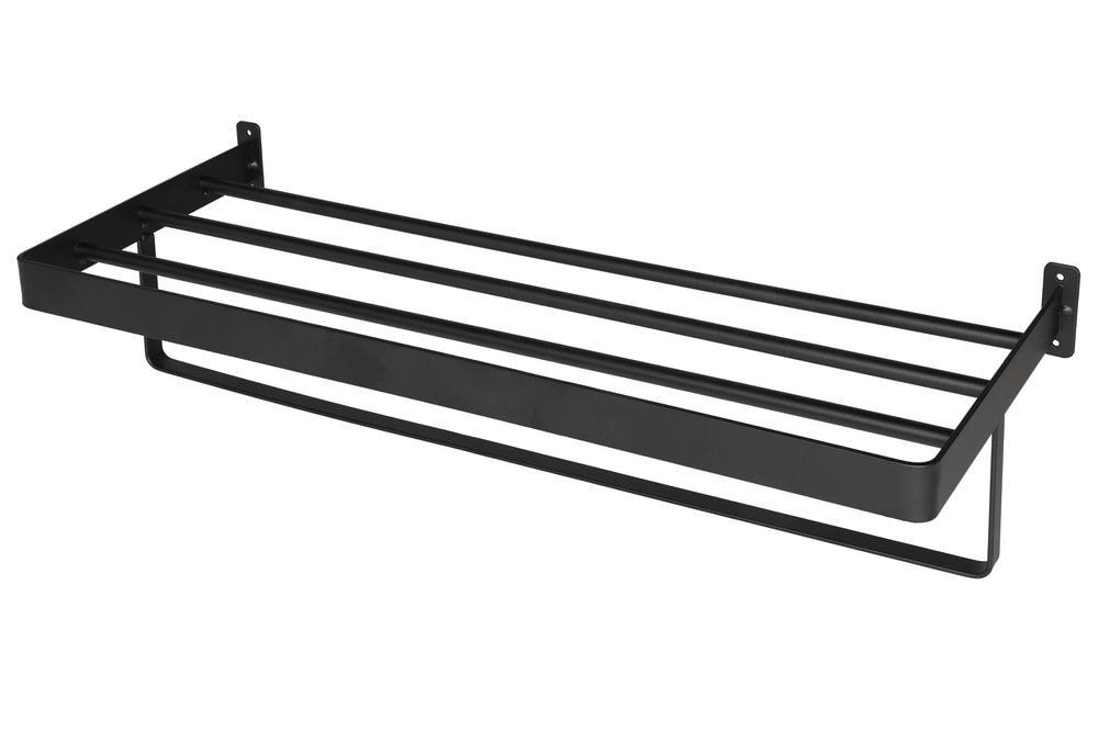 4Living hylde i sort med håndklædestang 58,5 x 22,5 x 13,5 cm
