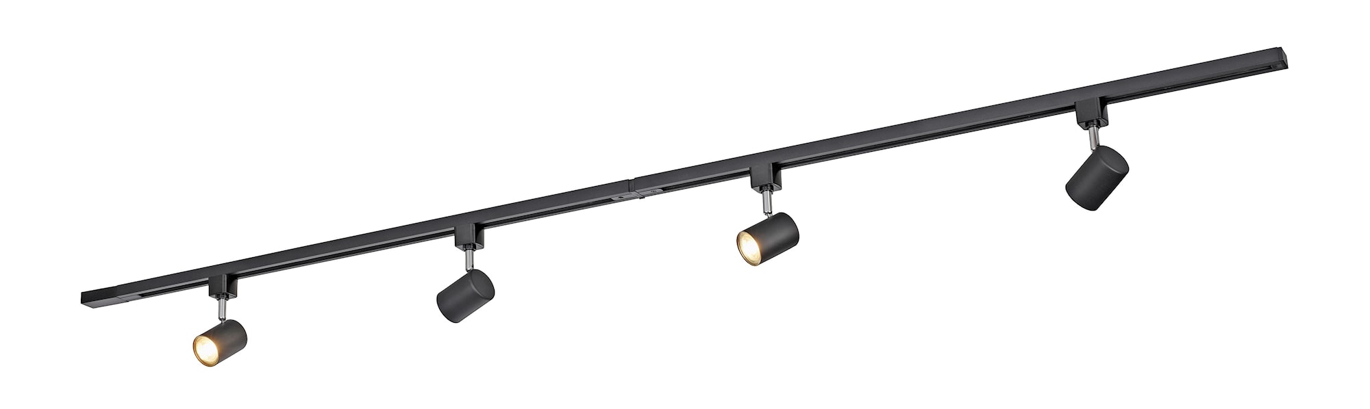 LeuchtenDirekt Tarik spotskinne i sort IP20 4xGU10