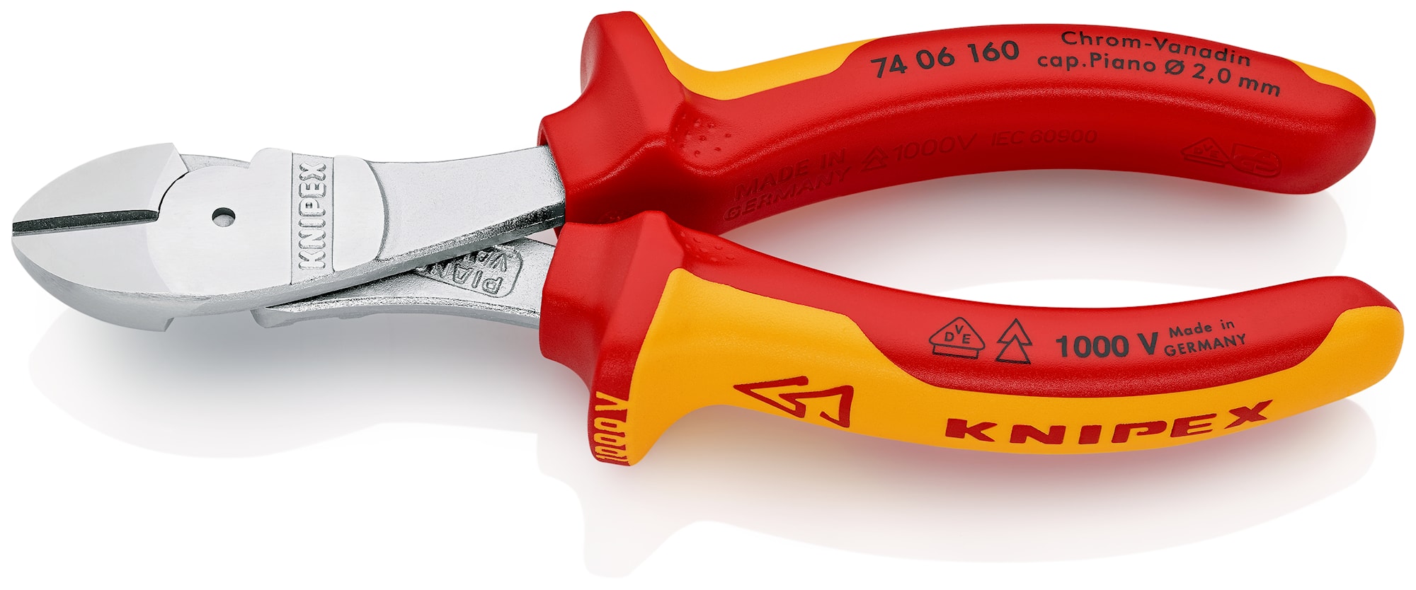 Knipex VDE 1000V skævbider forkromet 200 mm