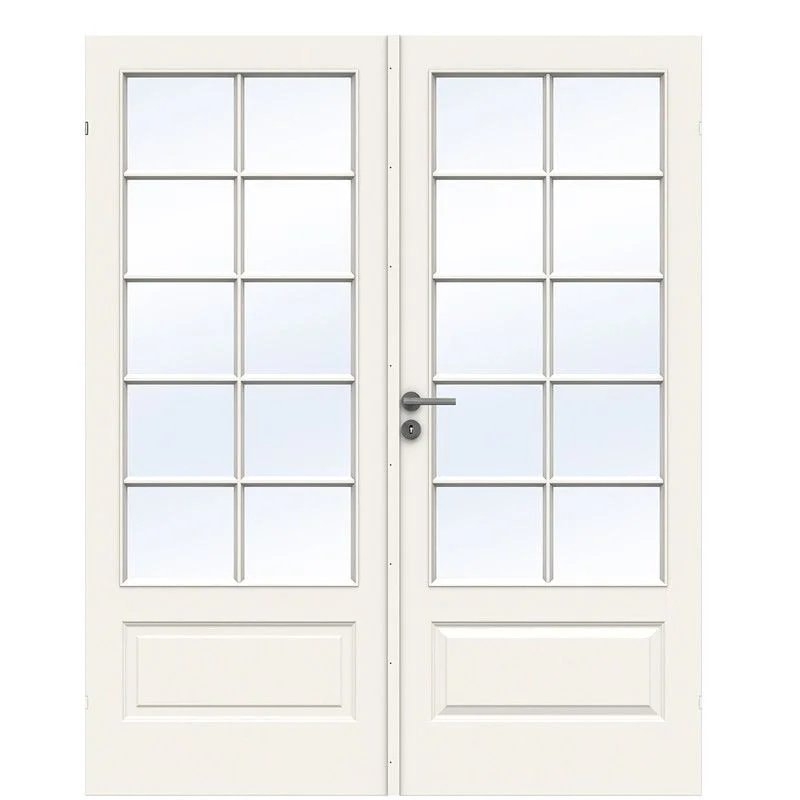 Swedoor Style SP10 fransk dobbeltdør med hærdet glas hvid 165 x 204 cm (17x21)