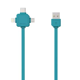 PowerCube USB kabel blå med 3 stik