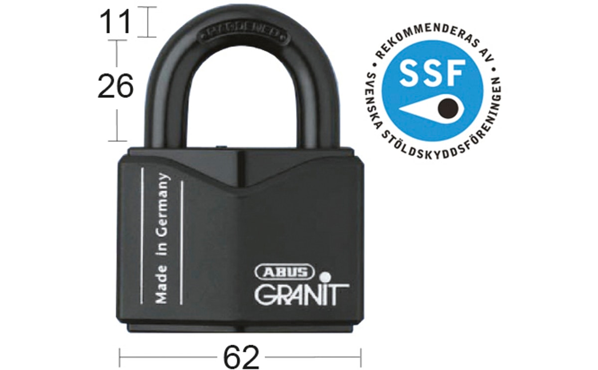 Abus hængelås sort 55 mm.